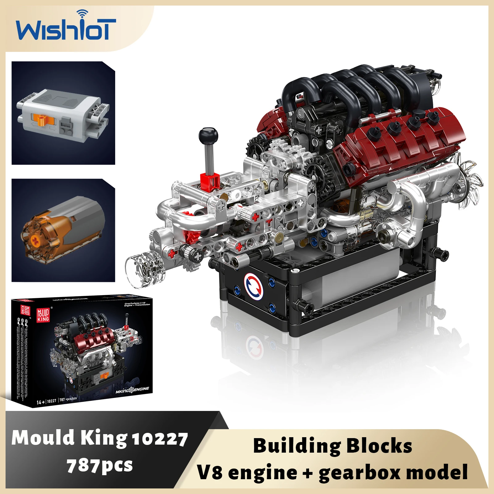 Mould King 10227 GTS V8 Engine+Transmission Building Blocks Classic ...