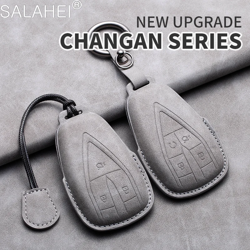 

Leather Car Key Fob Case Cover For Changan CS35PLUS CS35 Plus CS55 PLUS CS75 PLUS Eado UNI-T UNI K Oushang X5 X7 EV 2019-2022