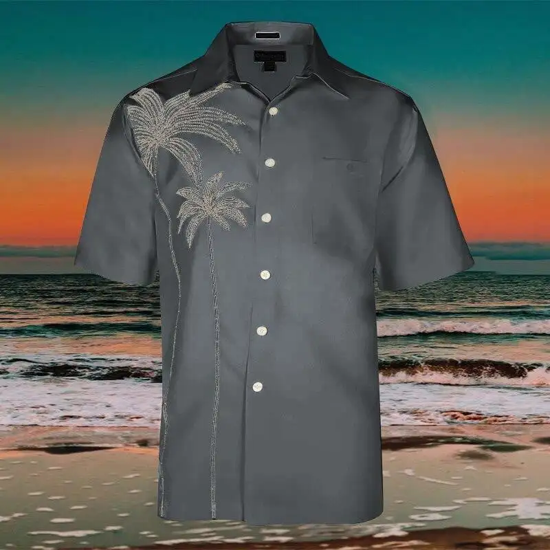 

Simple Coconut Palm Print Short Sleeves men-s-top M9