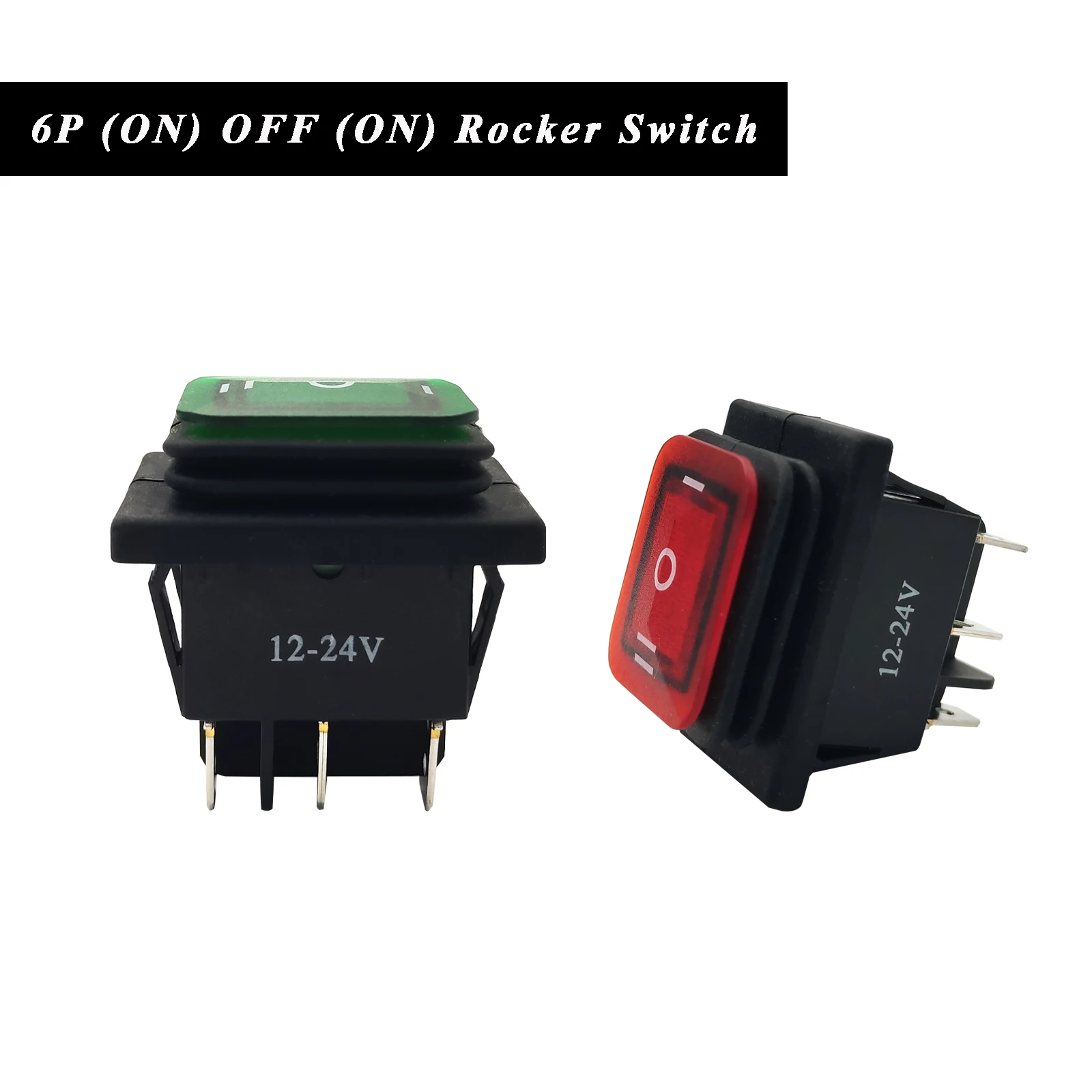 

1PC Red/Green LED Momentary Rocker Switch 6P 3Position (ON) OFF (ON) 12V/24V For Car Marine Boat Accessories Replacement Parts