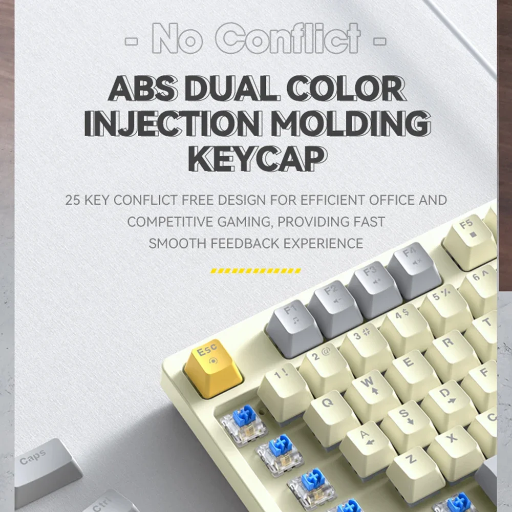 Mechanical Keyboard 96+1 Keys Wired Gaming Keyboard High-quality ABS Dual Color Molding Keycap Blue Switches