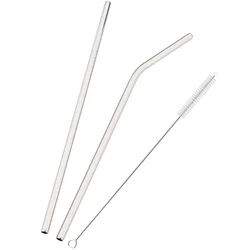Elegant Gold Stainless Steel Reusable Straw Set with Cleaning Brush - Perfect for Cocktails, Beverages, Parties, and Weddings (Silver)