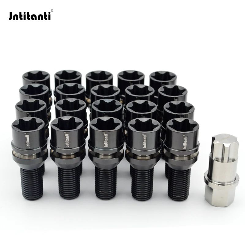 10.9 Grade Anti-Theft Gr.5 Titanium Alloy Torx BMW Wheel Bolt 4pcs+1key M12X1.5 x28-45mm and M14X1.25x28-45mm Jntitanti Factory