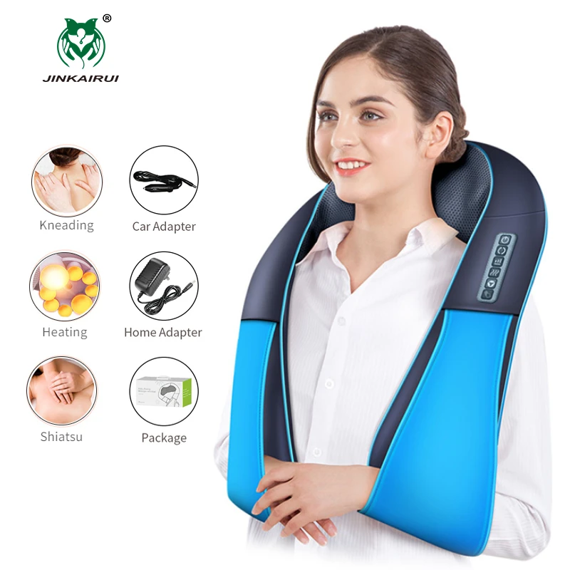 Neck Massager 16 Massage Rollers 3D Kneading Massage Heating Direction Adjustable 3 Strength Smart Save Energy neck massager