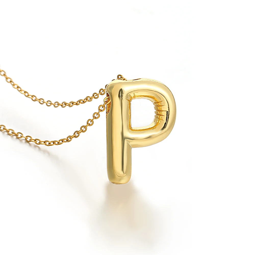 AENSOA Gold Plated Chunky Alphabet Balloon Necklace