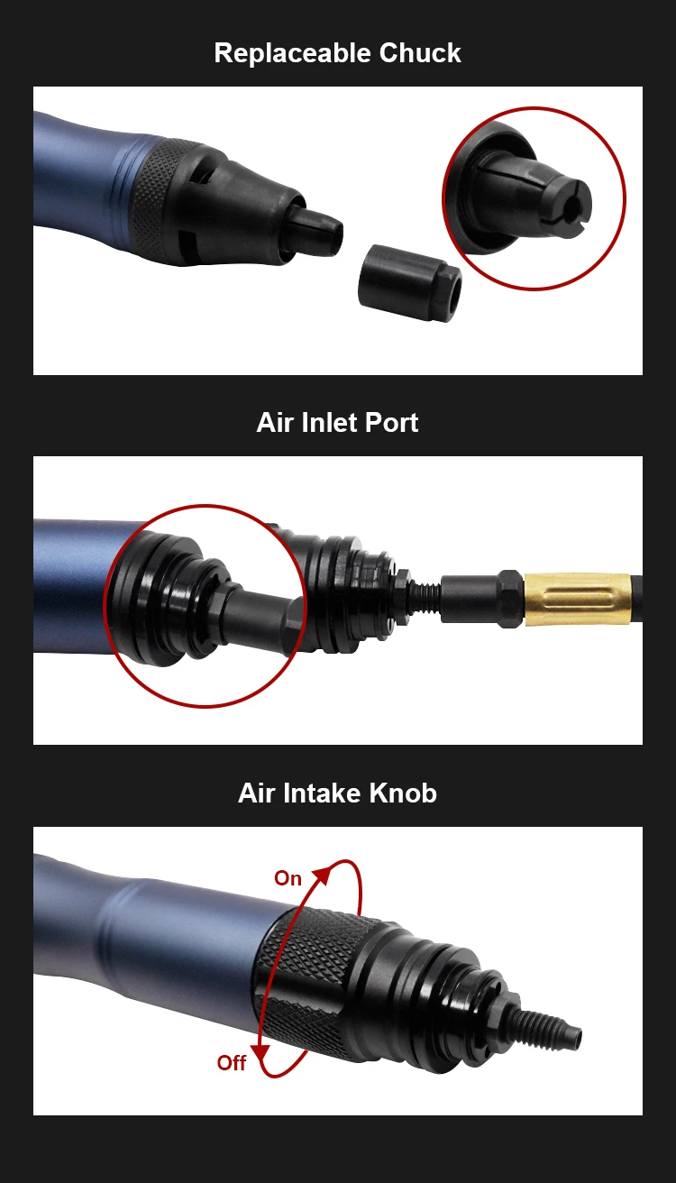 Pneumatische Micro Grinder Bleistift Set Min Air Gravur Stift Multifunktionale Gravur Polieren Schleifen Schneiden Werkzeuge – Detail 5