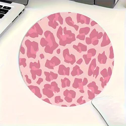Chic Pink Leopard Print Anti - Slip Round Mousepad - 200X200X2MM (Color1)