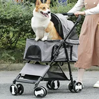 US Large Foldable Dog Stroller Pet Cat Travel Pushchair Pram w/Mesh Windows 4 Wheel 2