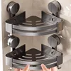 Shower Suction Cup Shelf Wall Mounted Suction Cup Corner Shelf Bathroom Triangle Organizer Basket Kitchen Storage  Accessories 1