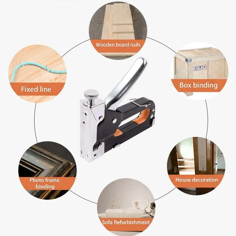 4 in 1 Nailing Machine Durable Portable Comfortable Universal Door Nail T Nail U Nail Straight Nail Manual Nail Gun 1PC 4