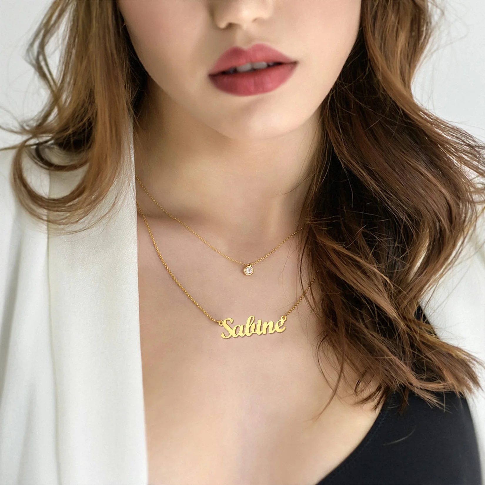 U7 925 Sterling Silver Custom Names Necklaces for Women