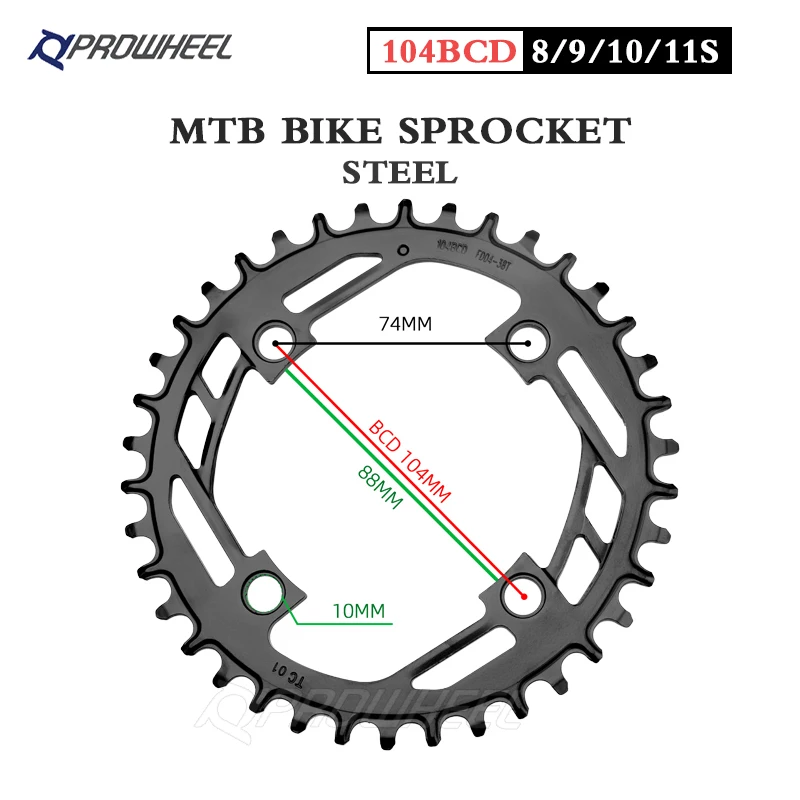 

Prowheel Mountain Bicycle Narrow Wide Chainring 32T 34T 36T 38T 40T Chain Wheel STEEL MTB Bike Sprocket Tooth Plate Crank Parts