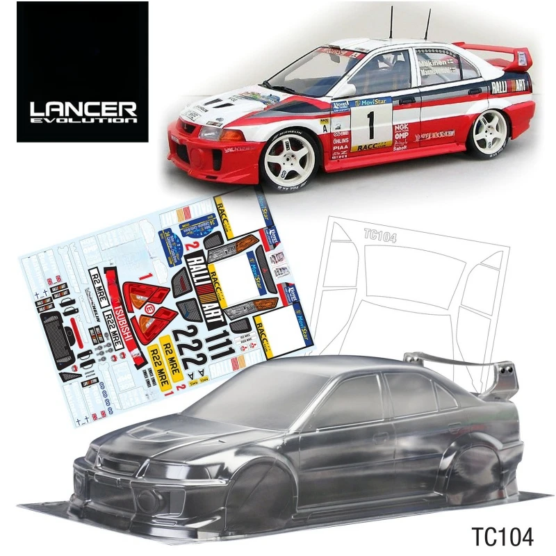 Tc104 1/10 Lancer Evolution V Clear Body Shell, Rc Rally Car 257Mm Tamiya Chassis Tt01 Tt02 Tl01 Ta03