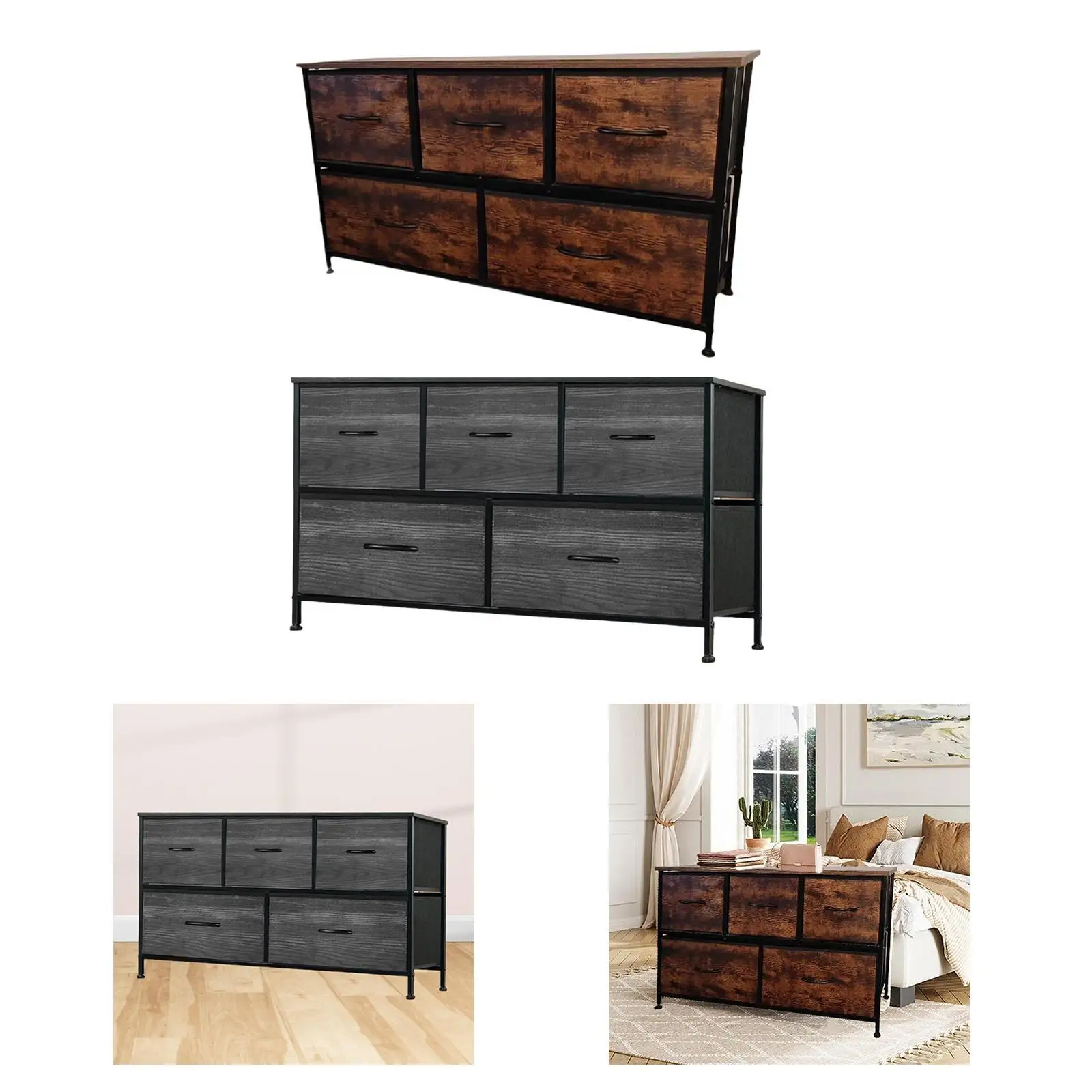 Fabric Dresser Chest of Drawers Clothes Organizer Practical Portable Cabinet Storage Tower for Dressing Room Hallway Entryway 4