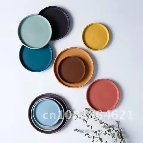 

Nordic Style Ceramic Cement Flower Pot Tray Bottom Home Decoration Garden Plate 1pc New