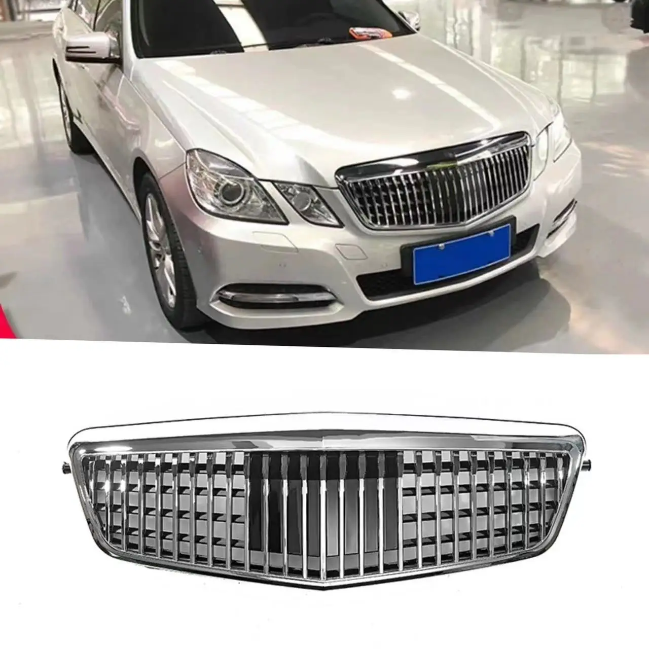 Maybach-Style-Glossy-Black-Radiator-Grilles-For-2009-2012-Mercedes-Benz ...