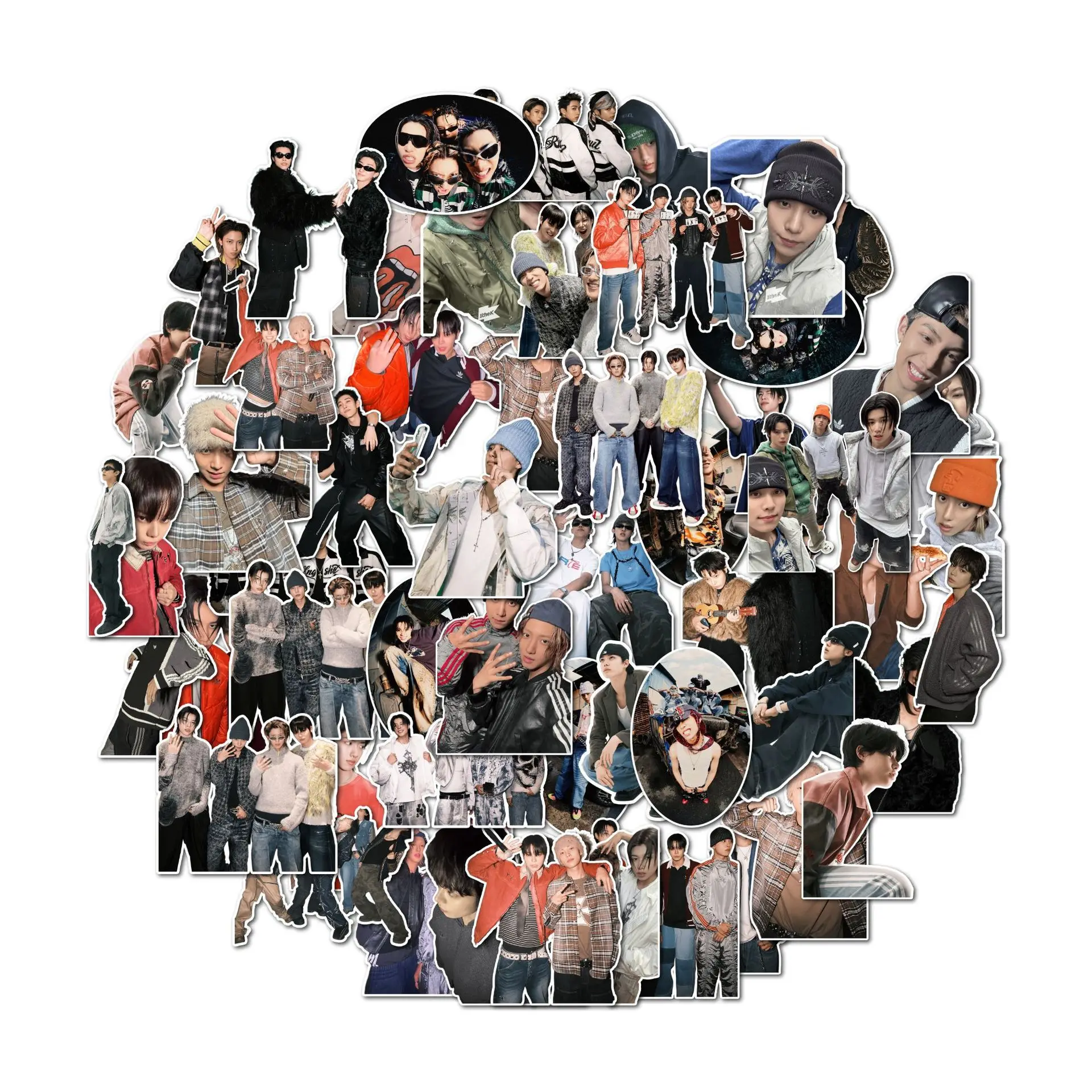 55개/세트 아이돌 남자 그룹 LNGSHOT 스티커 유명인 사진 스티커 오율 류..