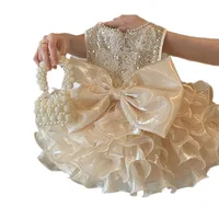 Robes de princesse pour filles, de haute qualité, avec perles, paillettes, ourlet floral, Costume de fête, vêtements de fête d'anniversaire pour enfants 5