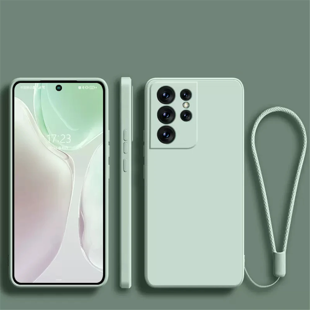 Original Square Silicone Phone Case with Lanyard - Enhanced Grip and Style
