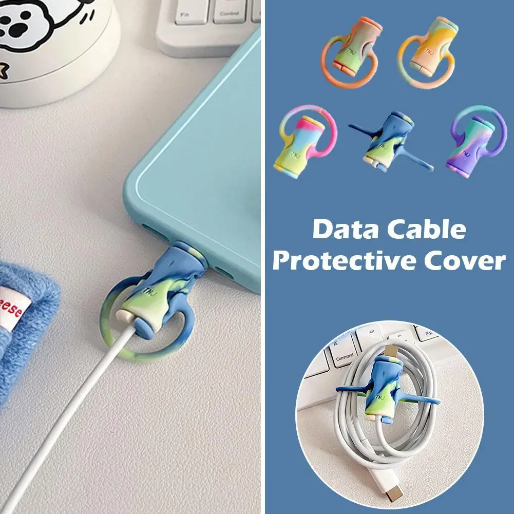 2 In 1 Colorful Data Cable Protective Sleeve Earphone Wire Cord