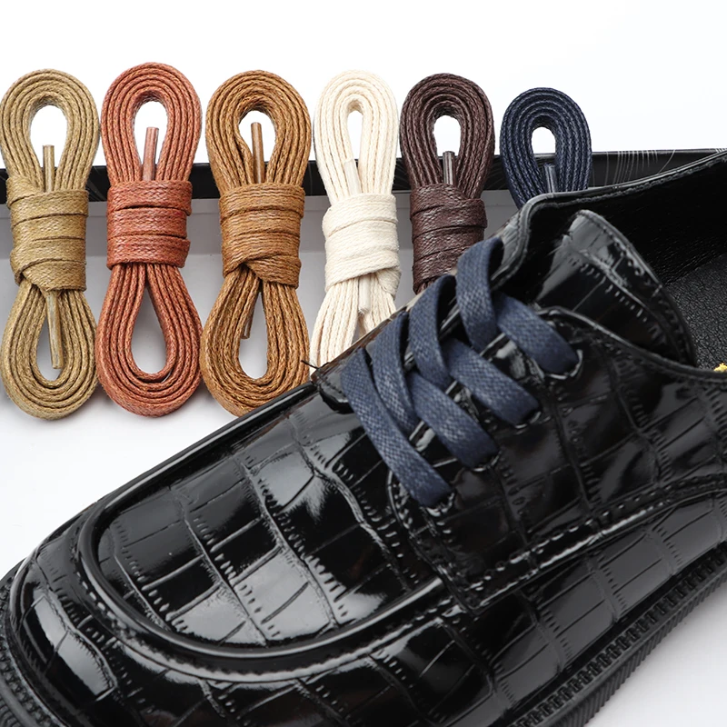 Premium Waterproof Waxed Leather Flat Shoelaces - Unisex Casual and Boot Styles (Multiple Lengths Available)