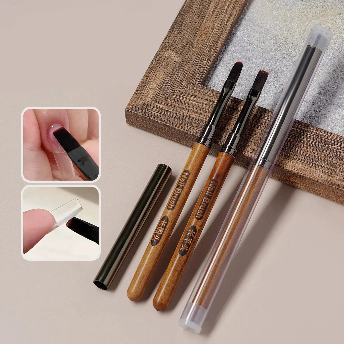 1PC Sandalwood Gel Painting Brush Nail Art For Gel Tip Extension Acrylic Builder Accessory Nail Art Brushes 4