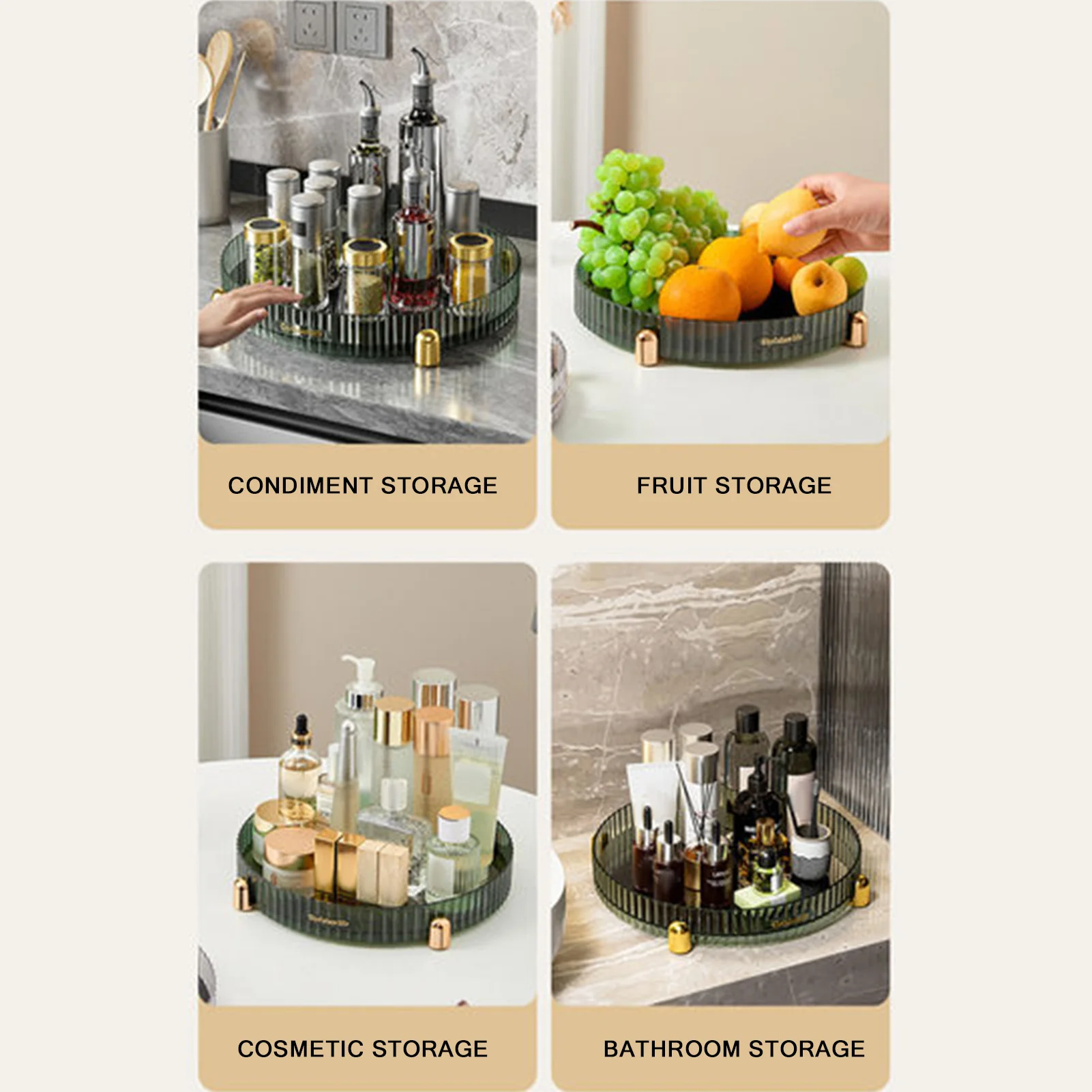 Rotating Spice Rack Storage Tray Large Capacity Spice Rack Organizer Kitchen Cabinet 360 Degree Rotating Cabinet Turntable