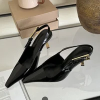 Eilyken Street Style Sexy Pointed Toe Metal Buckle Strap Women Pumps Stripper Sandals  Slingback High Heels Female Shoes - Image 3