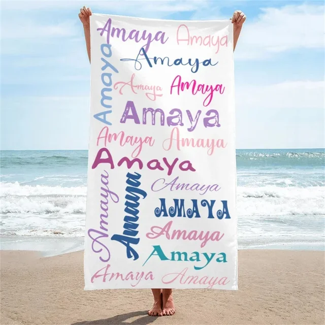 Custom Name White Beach Towel 1 | Custom Name White Beach Towel 10