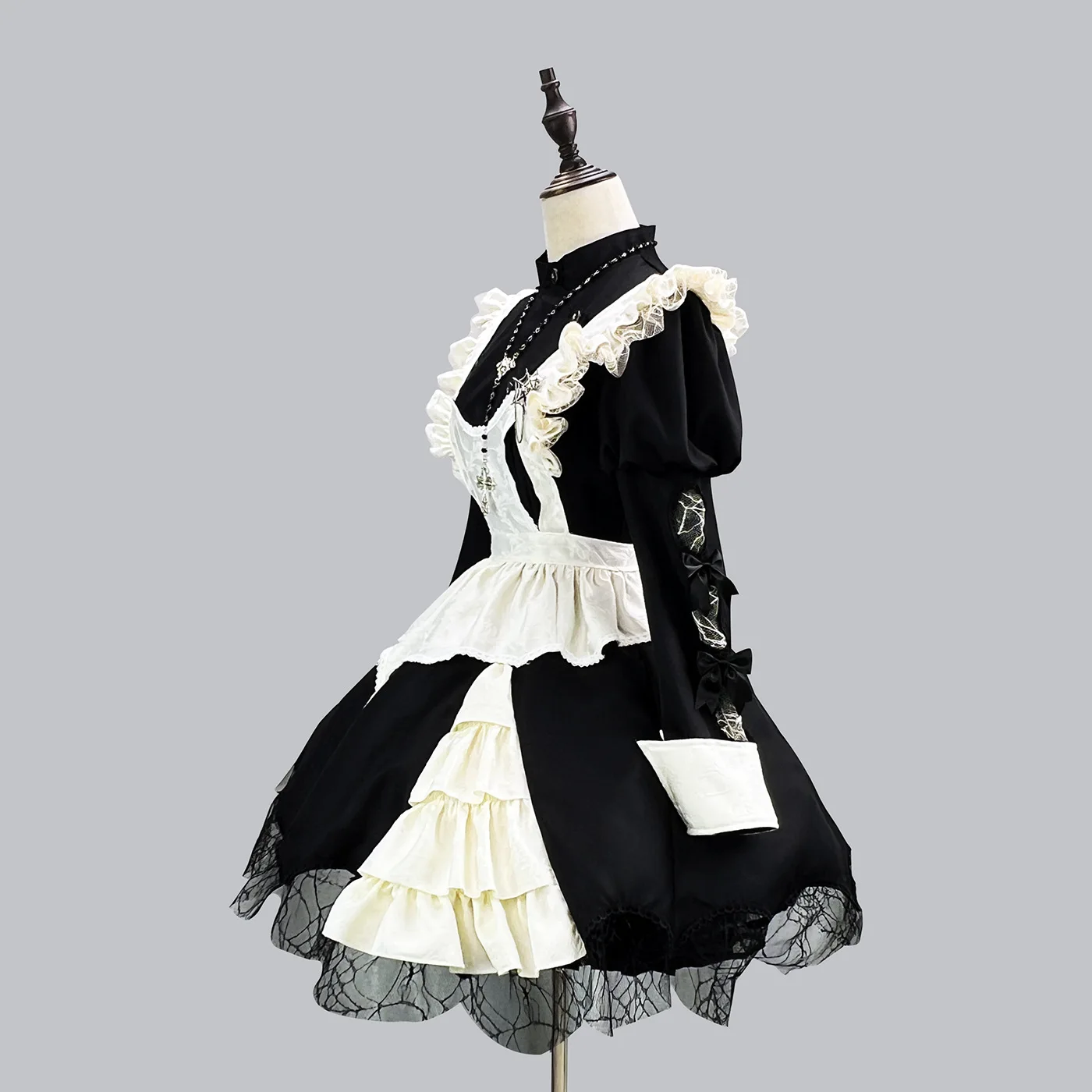 Gothic Maid Kostüm Kleid Schwarz S-5XL Cosplay Halloween Party 3