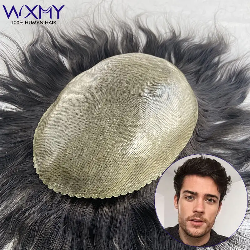 

Clearance Double Knotted Toupee Men Silicone Microskin Male Hair Prosthesis Natural Human Hair Systems Men's Capillary Prothesis