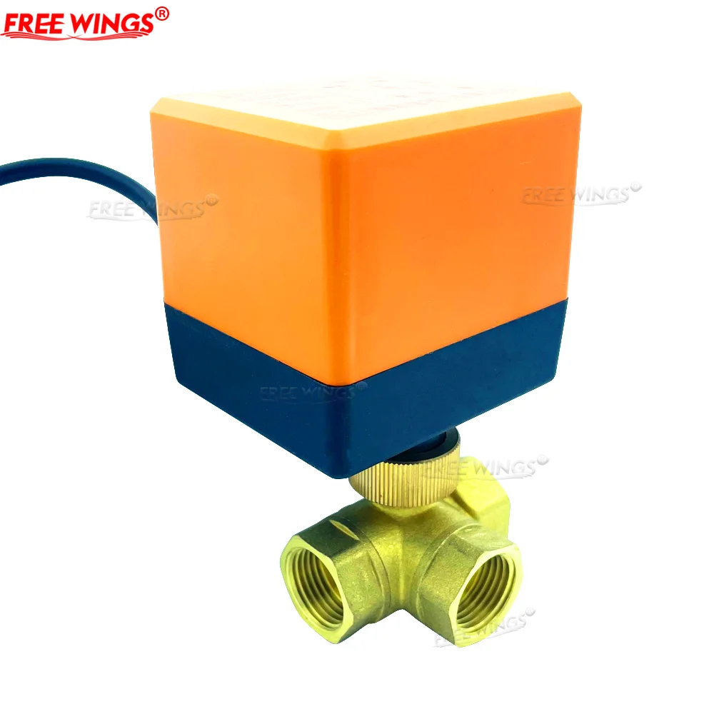 

DN15/20/25/32/40 G1/2" 3/4" 1-1/4" Three Way Motorized Ball Valve 220V 12V- 24V 3-Wire 2 Point Control Brass Electric Ball Valve