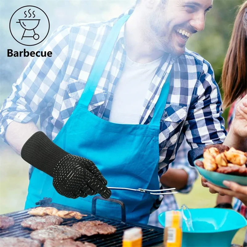 BBQ Gloves 1472&deg;F Heat Resistant Fireproof Oven Mitts Long Silicone Mittens Grilling Gloves for Kitchen Smoker Barbecue Camping silicone oven mitts silicone oven gloves