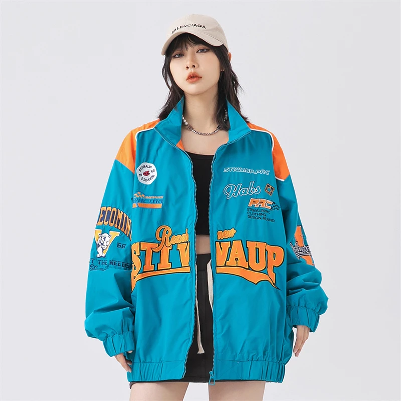 Spring Men's Racing Bomber Jacket for Girls American Streetwear Harajuku  Fashion New In Outerwear Casual Couple Varsity Jackets