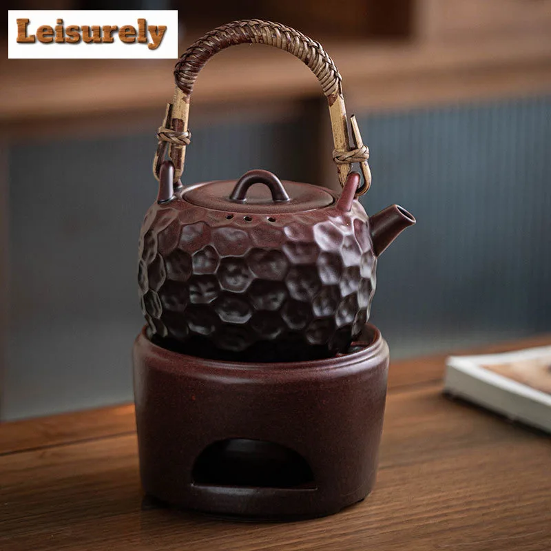 600ML Zen Black Hammer Point Lifting Beam Pot Household Tea Brewing Pot Boiling Water Kettle For Electric Pottery Stove Teaware