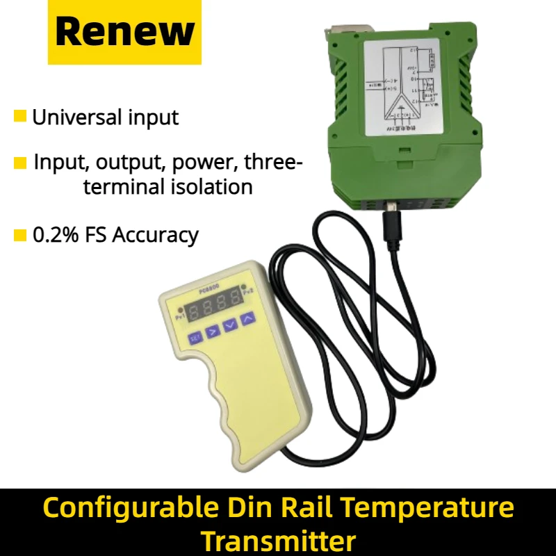 

Настраиваемый температурный передатчик на Din-рейку, универсальный преобразователь сигнала Pt100/tc/v/mv/ma к преобразователю 4-20 мА