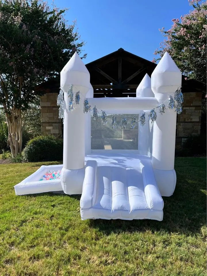 Customization Oxford 9x9x7ft White Bounce House With Ball Pit For Toddlers Inflatable Bouncy Castle Free Shipping To Door 6