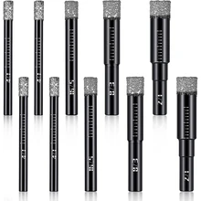 

HOT Dry Diamond Drill Bits Set 10 Pcs Tile Drill Bits Granite Drill Bits For Granite Ceramic Marble Tile Stone Round Shank