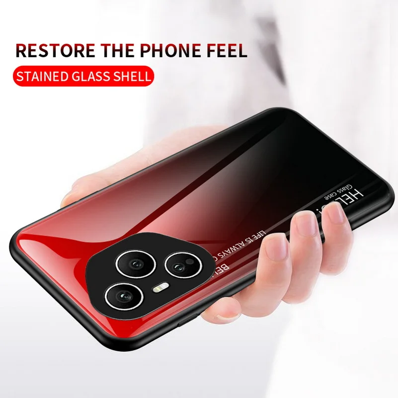 Gradient Tempered Glass Glossy Back Cover Case