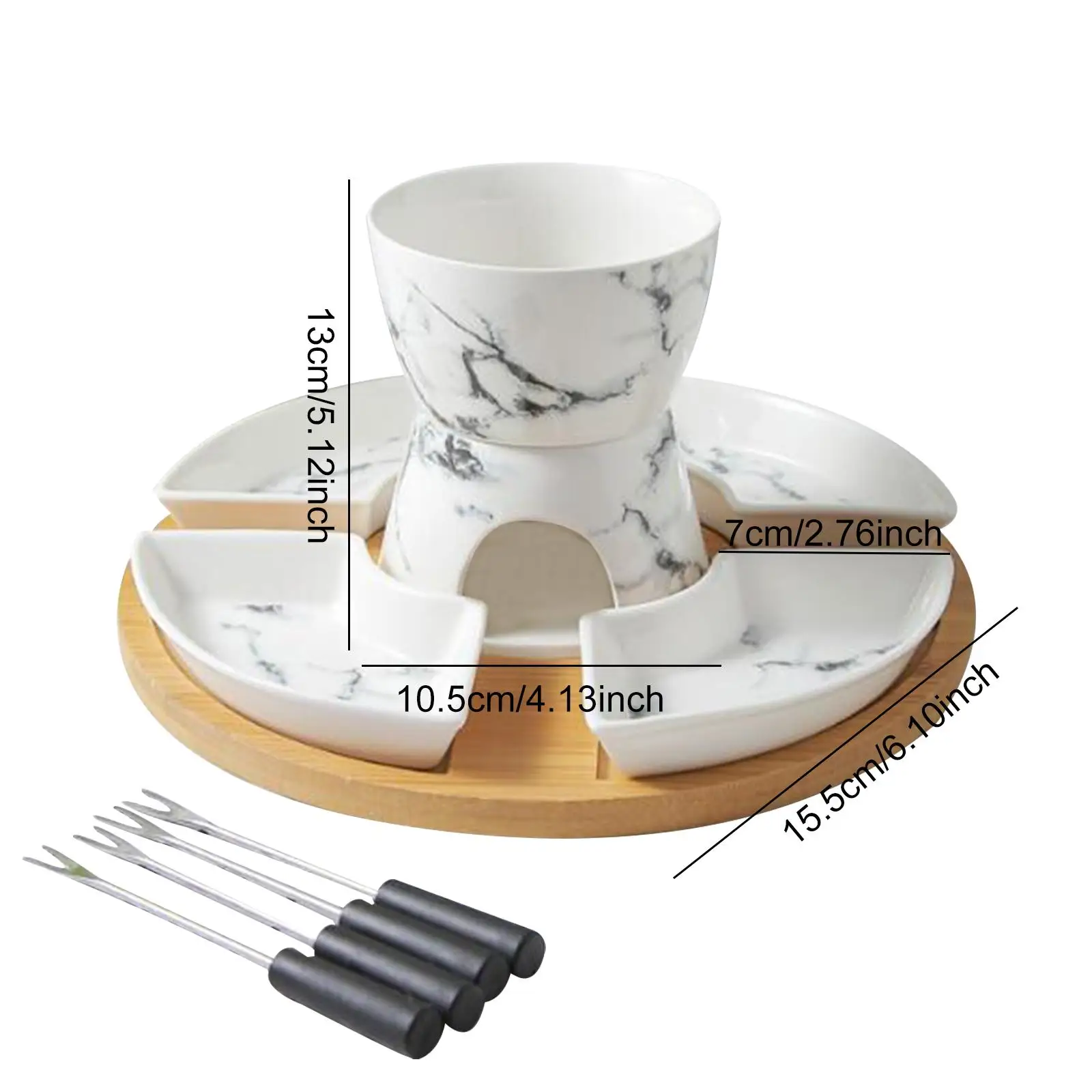 Fondue Pot Melting Pot Set, Chocolate Fondue and 4 Dishes, Butter Heater Melt Hot Bowl Set for Chocolate, Cheese