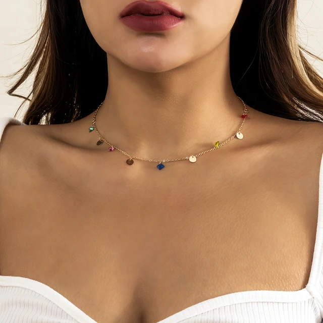 Lacteo Vintage Love Heart Tassel Clavicle Chain Choker Necklace Jewelry For Women 2021 Fashion Trendy Chunky Chain Necklace Golden1