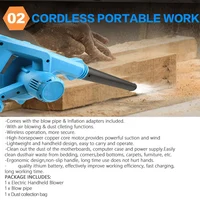 A63X-Cordless Portable Electric Air Blower Rechargeable Lithium Battery For Dust Removal Snow Blower Leaf Blower US Plug 2
