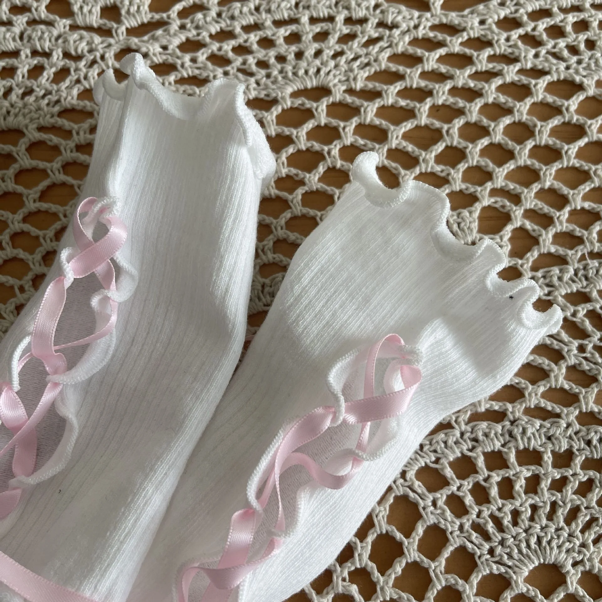 Y2K Lolita Gloves Sexy Black White Lace-up Gloves JK Fingerless Cosplay For Women Girls Streetwear