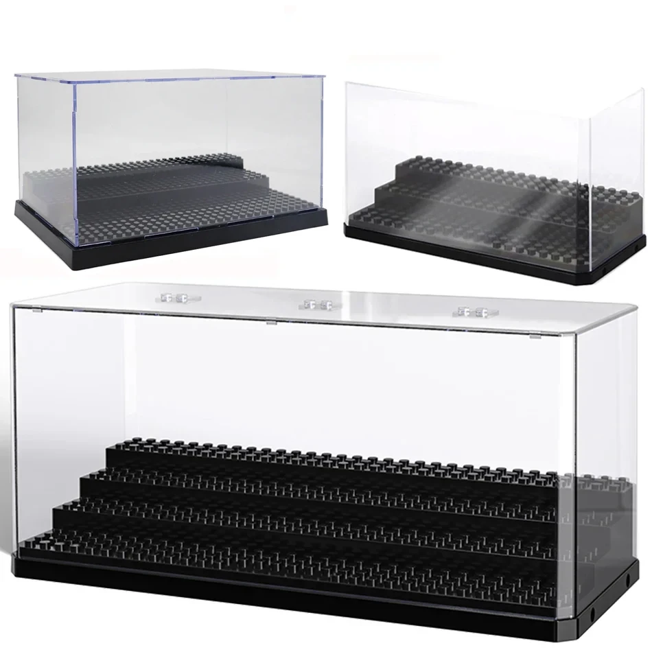 Building Block Storage Box 3 Steps Dustproof Acrylic Figures City Car Model Collection Display Box building block storage box