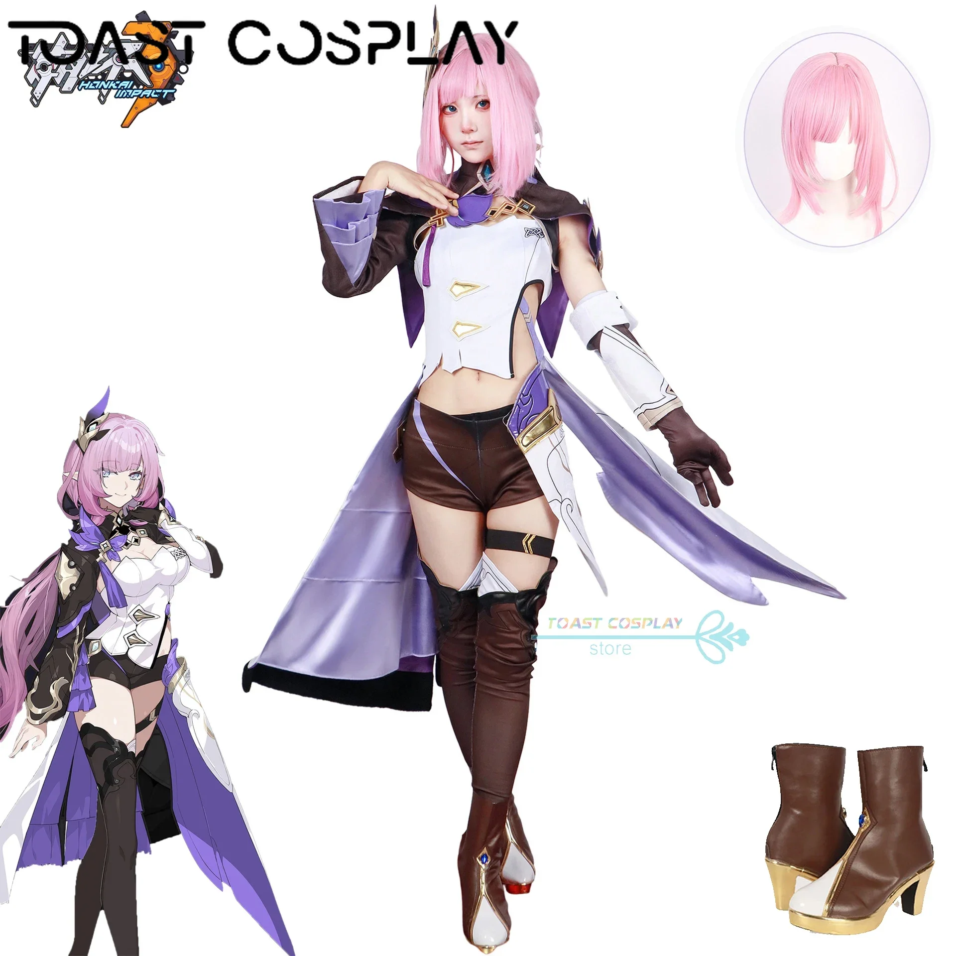 Honkai Impact 3rd Elysia Cosplay Costume Sexy Dress Wig for Halloween Party Game Cos Outfits for Women Elysia Cosplay Full Set