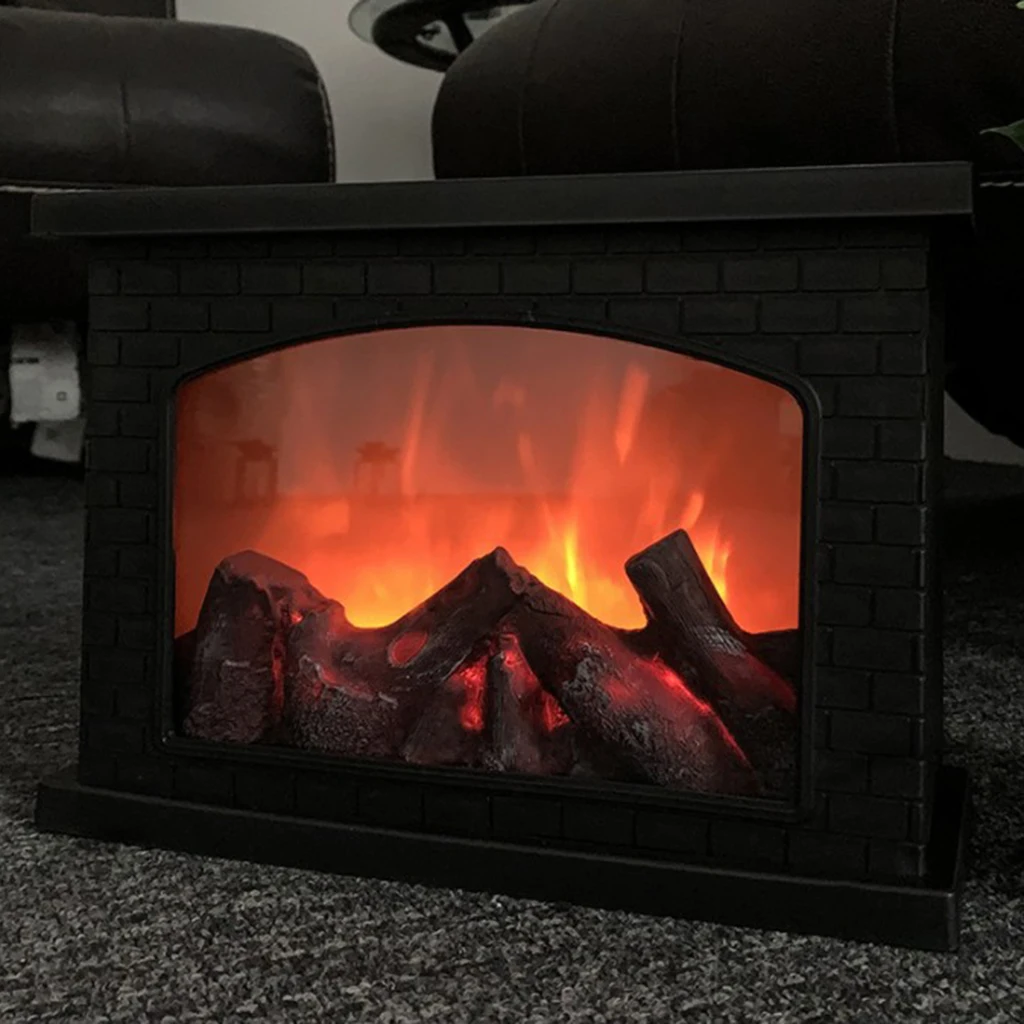 Simulated Semicircular Flame Fireplace Wind Lamp Living Room Halloween Nordic Ornaments Decorative Lamp Props Led Creative
