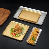 Silver Gold Stainless Steel Serving Plate Restaurant BBQ Skewers Sushi Tray Large Shallow Tray Food Storage Plates For Kitchen 1