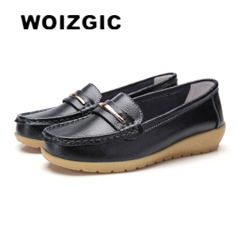 Women's Leather Shoes Flats Loafers Platform Bling Slip On Moccasins Plus Size 43 44 women shoes women flats