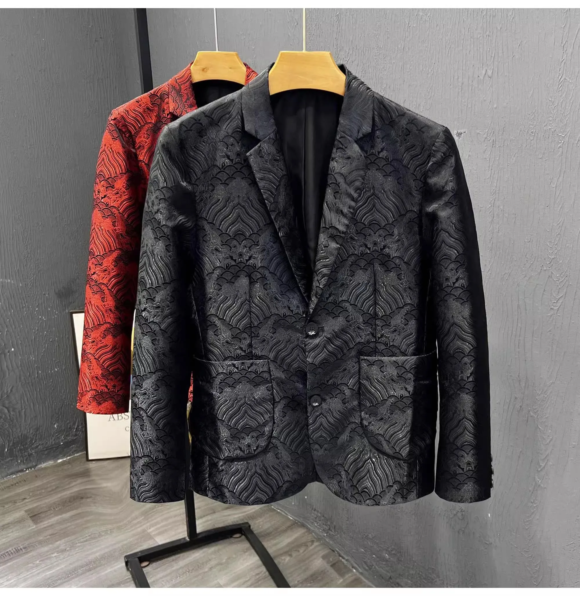 J-6024 High end patterned men's suit jacket for spring and autumn slimming performance clothing, suit