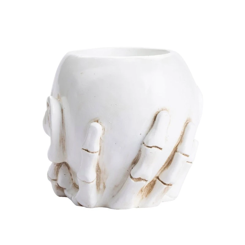 Y4QE Diy Skull Flower Pot Silicone Mold Cement Flower Pot Abrasive Tools Concrete Skull Flower Vase Mold Polymer Clay Decor